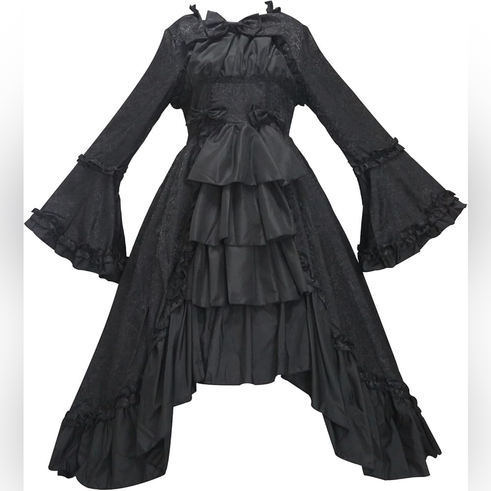 Medieval Retro Gothic Court Dress |Square Collar Lolita Evening Bat Sleeve| 5XL